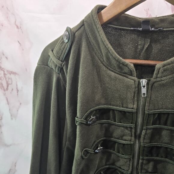 Torrid Jacket Womens 4 4X Green Renaissance Military Army Sweatshirt Zip - Picture 2 of 12